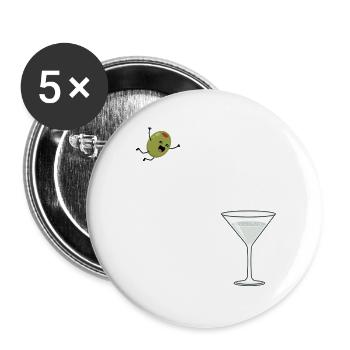 Olive springt ins Martiniglas Dirty Martini - Buttons groß 56 mm (5er Pack) - Weiß - Vorne