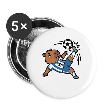 Süßer Capybara-Fußballspieler Sportnagetier - Buttons groß 56 mm (5er Pack) - Weiß - Vorne