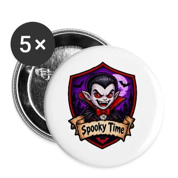 Spukzeit Vampir Cartoon - Buttons groß 56 mm (5er Pack) - Weiß - Vorne