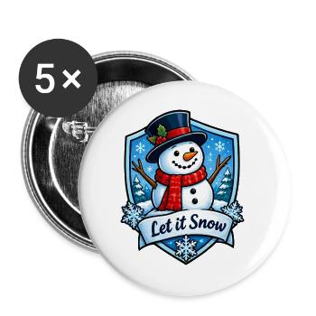 Schneemann Winterzauber - Buttons groß 56 mm (5er Pack) - Weiß - Vorne