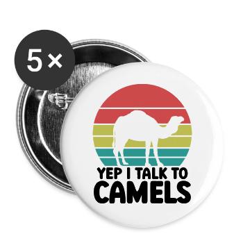 Kamel Humor Spruch - Buttons groß 56 mm (5er Pack) - Weiß - Vorne