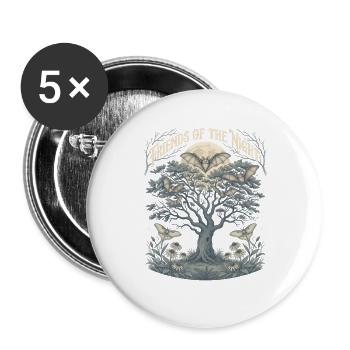 Friends Of The Night Fledermausschutz - Buttons groß 56 mm (5er Pack) - Weiß - Vorne