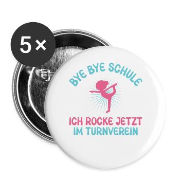 Turnen Mädchen Gymnastik Turnanzug Turnerin - Buttons groß 56 mm (5er Pack) - Weiß - Vorne