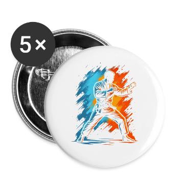 Judoka Kampfsport Herren Jungen Kinder Judo - Buttons groß 56 mm (5er Pack) - Weiß - Vorne