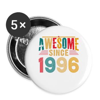 Unglaublich seit 1996 – 30 Jahre Retro-Jubiläum - Buttons groß 56 mm (5er Pack) - Weiß - Vorne