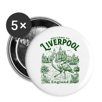 Welcome To Liverpool England City Art - Buttons groß 56 mm (5er Pack) - Weiß - Vorne