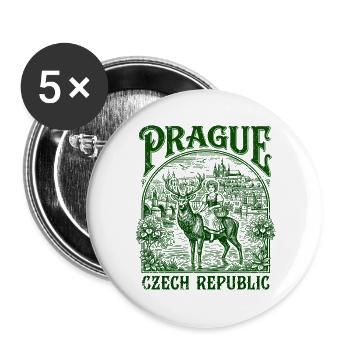 Prague Czech Republic Vintage Folk Art - Buttons groß 56 mm (5er Pack) - Weiß - Vorne