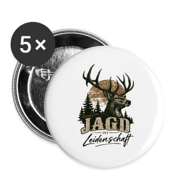 Jäger Jagd ist Leidenschaft - jagen Hobby Jägerin - Buttons groß 56 mm (5er Pack) - Weiß - Vorne