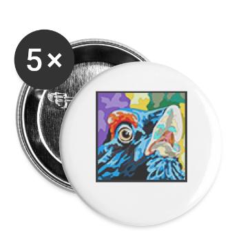 Farbrausch Papageienblick Auerhahn - Buttons groß 56 mm (5er Pack) - Weiß - Vorne