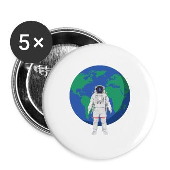 Astronaut vor der Erde - Buttons groß 56 mm (5er Pack) - Weiß - Vorne