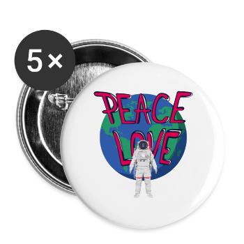Frieden im All: Erde und Astronaut - Buttons groß 56 mm (5er Pack) - Weiß - Vorne