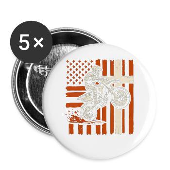 Patriotische Dirtbike-Tarnflagge - Buttons groß 56 mm (5er Pack) - Weiß - Vorne