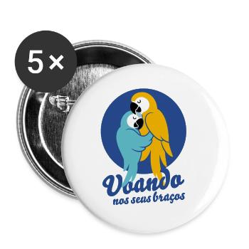 Tanzende Papageien_Voando nos seus bracos - Buttons groß 56 mm (5er Pack) - Weiß - Vorne