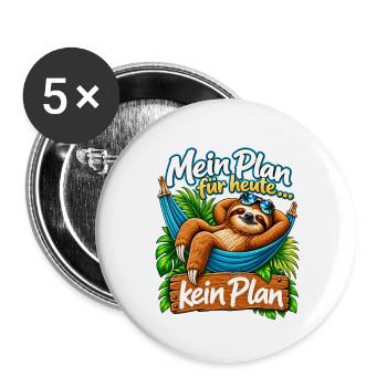 Mein Plan für heute – Faultier - Buttons groß 56 mm (5er Pack) - Weiß - Vorne