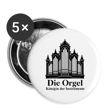 Die Orgel - Königin der Instrumente für Organisten - Buttons groß 56 mm (5er Pack) - Weiß - Vorne