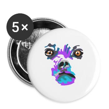 Bunte Hund Gesichtskunst Farbsplash - Buttons groß 56 mm (5er Pack) - Weiß - Vorne