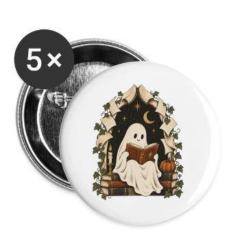 Geisterhafte Bibliotheksnacht - Buttons groß 56 mm (5er Pack) - Weiß - Vorne