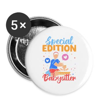 Tagesmutter Special Edition Nanny - Buttons groß 56 mm (5er Pack) - Weiß - Vorne