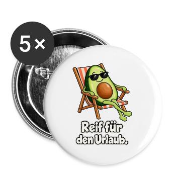 Avocado im Urlaub - Buttons groß 56 mm (5er Pack) - Weiß - Vorne