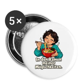 Ramen-Wortspiel – Frau - Buttons groß 56 mm (5er Pack) - Weiß - Vorne