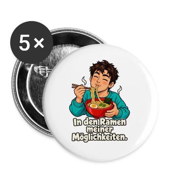 Ramen-Wortspiel – Mann - Buttons groß 56 mm (5er Pack) - Weiß - Vorne