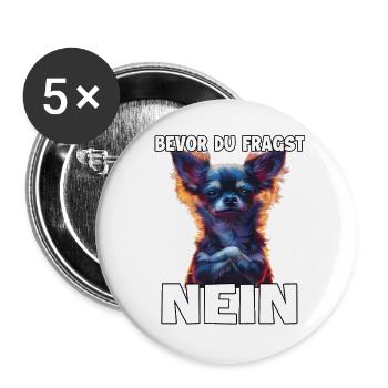 Originelle Geschenkidee für Chihuahua Fans Gassi - Buttons groß 56 mm (5er Pack) - Weiß - Vorne