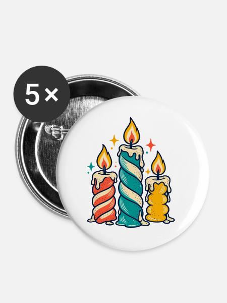 Kerzenrunde – Gemeinsam Licht gestalten - Buttons groß 56 mm (5er Pack) - Weiß