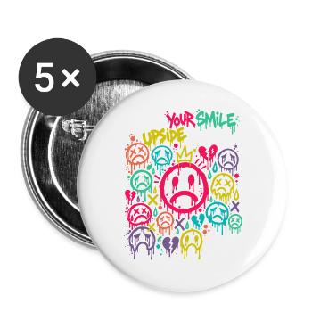 Frown – Traurige Gesichter im Graffiti-Stil BUNT - Buttons groß 56 mm (5er Pack) - Weiß - Vorne