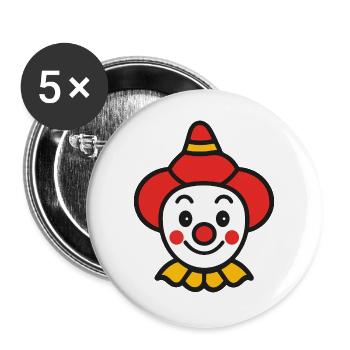 Halloween Clown Gesicht Bunt - Buttons groß 56 mm (5er Pack) - Weiß - Vorne