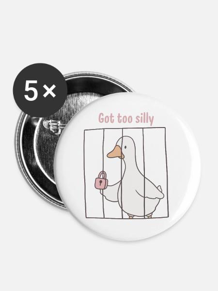 Duck Behind Bars wurde zu albern - Buttons groß 56 mm (5er Pack) - Weiß