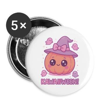Kawaiiween Kürbishexe - Buttons groß 56 mm (5er Pack) - Weiß - Vorne