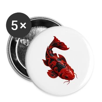 Koi-fische Japanische Koi-fische Koi-karpfen - Buttons groß 56 mm (5er Pack) - Weiß - Vorne
