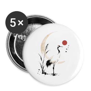 Mondsichelkranich - Buttons groß 56 mm (5er Pack) - Weiß - Vorne