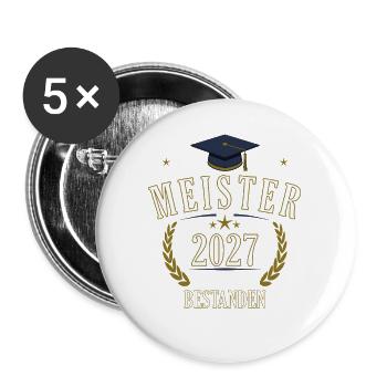 Meister 2027 - Buttons groß 56 mm (5er Pack) - Weiß - Vorne