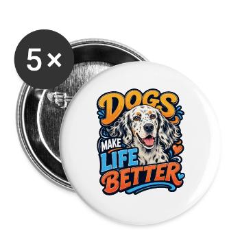 Englischer Zuspieler - Buttons groß 56 mm (5er Pack) - Weiß - Vorne