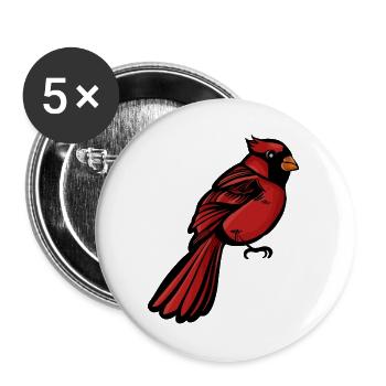 Crimson Cardinal auf Schwarz - Buttons groß 56 mm (5er Pack) - Weiß - Vorne