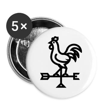 Wetterhahn - Buttons groß 56 mm (5er Pack) - Weiß - Vorne