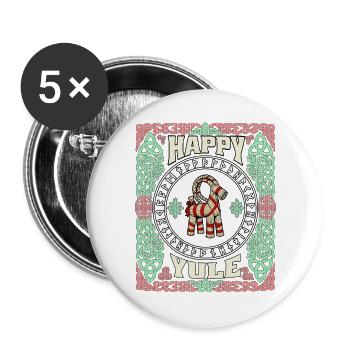Happy Yule Winter Solstice Christmas Ugly - Buttons groß 56 mm (5er Pack) - Weiß - Vorne