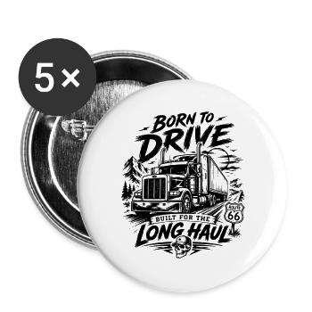 Lkw Fahrer - Buttons groß 56 mm (5er Pack) - Weiß - Vorne