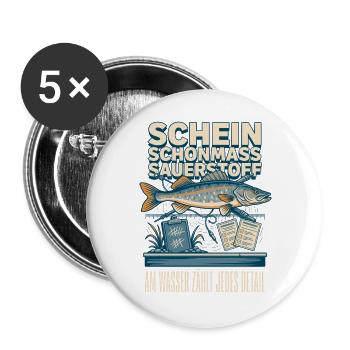 Am Wasser zählt jedes Detail Forelle - Buttons groß 56 mm (5er Pack) - Weiß - Vorne