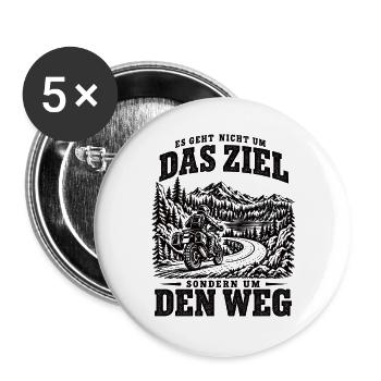 Motorrad – Es geht um den Weg | Biker Spruch - Buttons groß 56 mm (5er Pack) - Weiß - Vorne