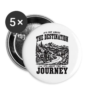 Motorrad Reise – It's About the Journey - Buttons groß 56 mm (5er Pack) - Weiß - Vorne