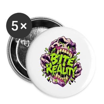 Beißende Realität Neon-Skull - Buttons groß 56 mm (5er Pack) - Weiß - Vorne