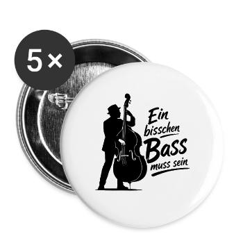 Kontrabass - Ein bisschen Bass muss sein - Buttons groß 56 mm (5er Pack) - Weiß - Vorne