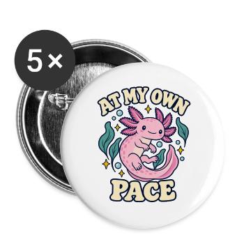 In meinem eigenen Tempo, Axolotl - Buttons groß 56 mm (5er Pack) - Weiß - Vorne