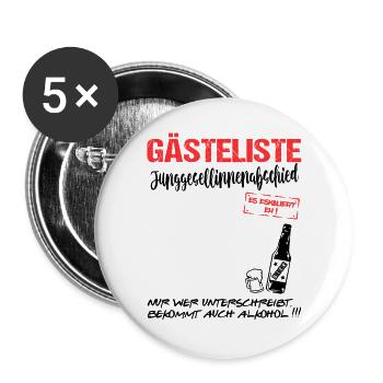 Gästeliste Junggesellinnenabschied Gästebuch - Buttons groß 56 mm (5er Pack) - Weiß - Vorne