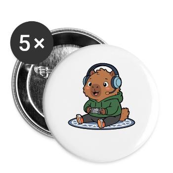 Gamer Capybara spielt Videospiele Cooles Tier - Buttons groß 56 mm (5er Pack) - Weiß - Vorne