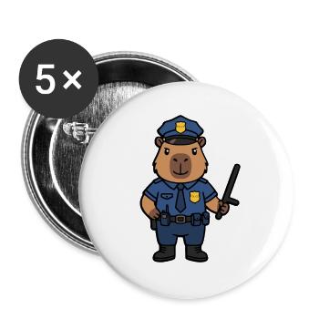 Süßer Capybara-Polizist Ästhetischer Niedlicher Nagetier - Buttons groß 56 mm (5er Pack) - Weiß - Vorne