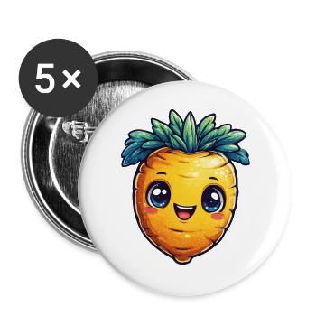 Kawaii Karotten Motiv - Buttons groß 56 mm (5er Pack) - Weiß - Vorne