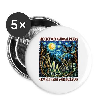 Kryptid Van Gogh schützt unsere Nationalparks - Buttons groß 56 mm (5er Pack) - Weiß - Vorne